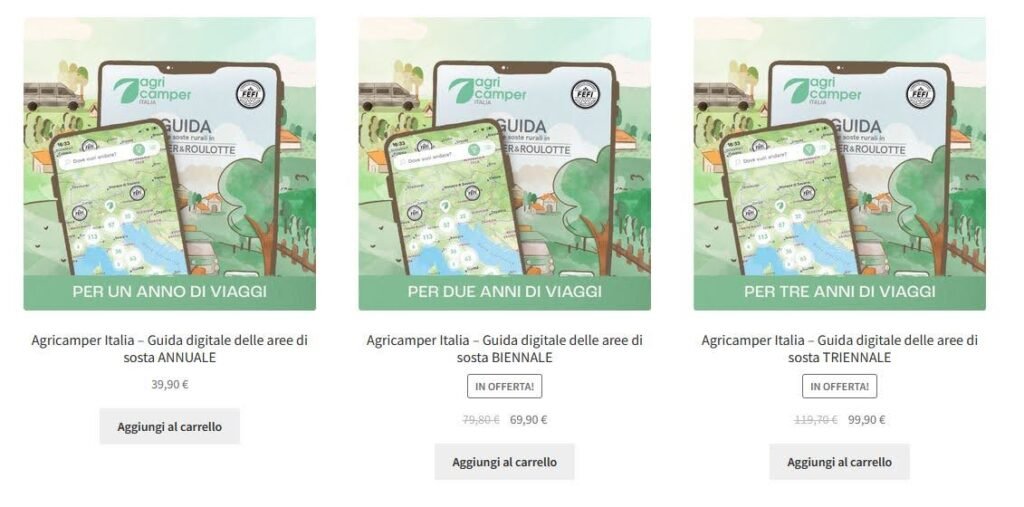 agricamper-tariffe abbonamento Agricamper Italia sostare gratis