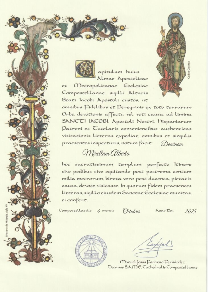 Compostela del Cammino di Santiago