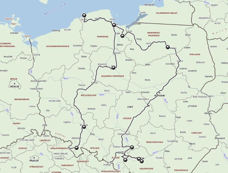 Polonia in camper mappa itinerario